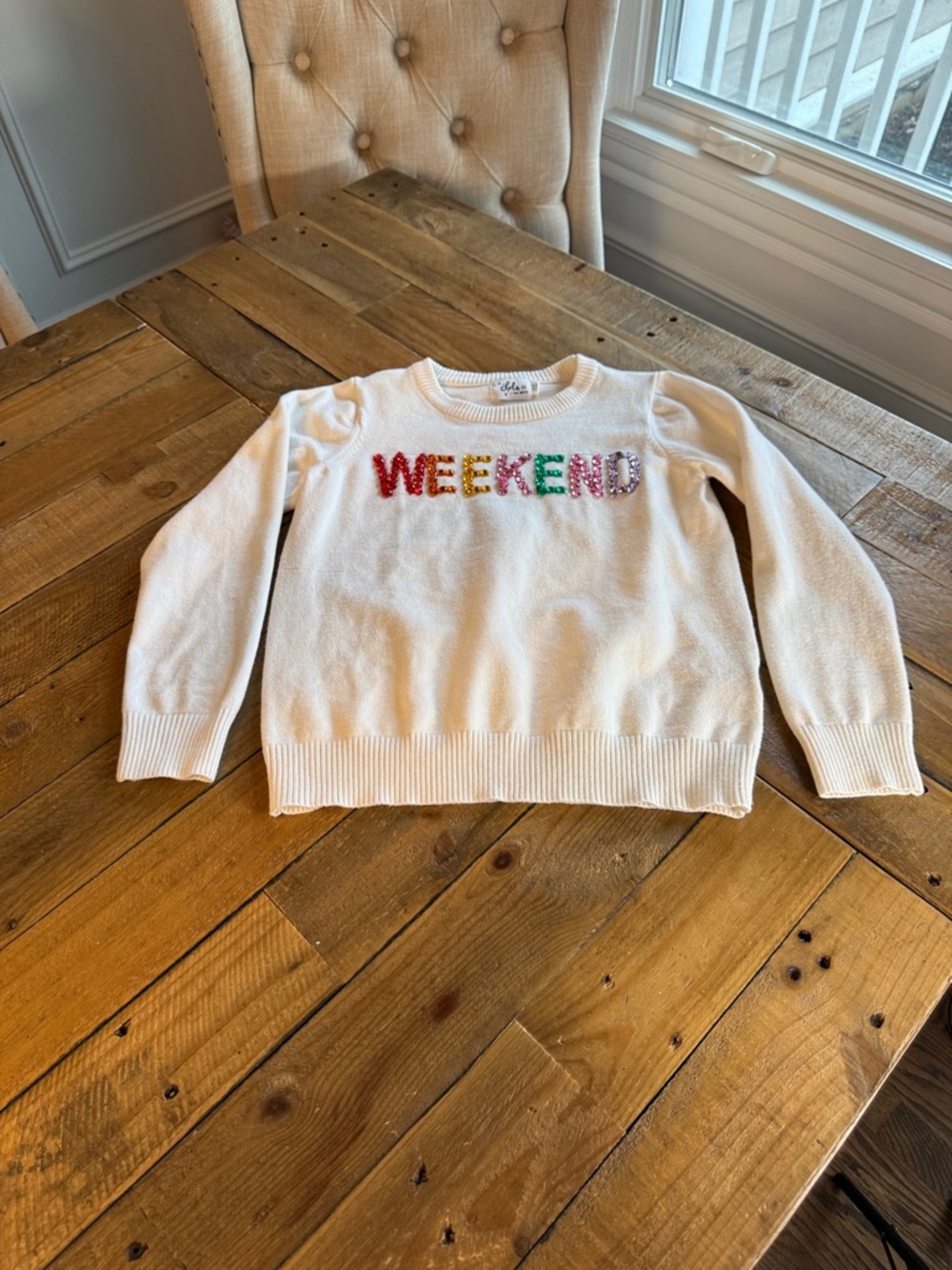 Lola + the Boys Weekend GEM SWEATSHIRT - Cream Sz 10